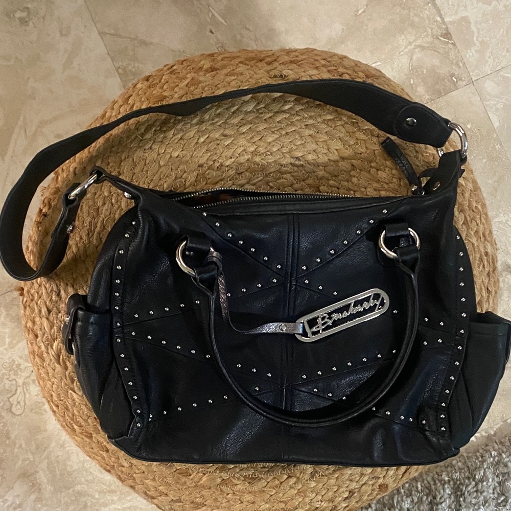 B Makowsky Black Studded Shoulder Bag